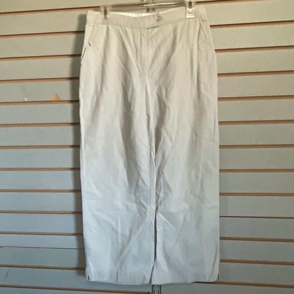 Christopher & Banks White Linen Cotton Blend Wrinkle Free Cropped Pants Size 6